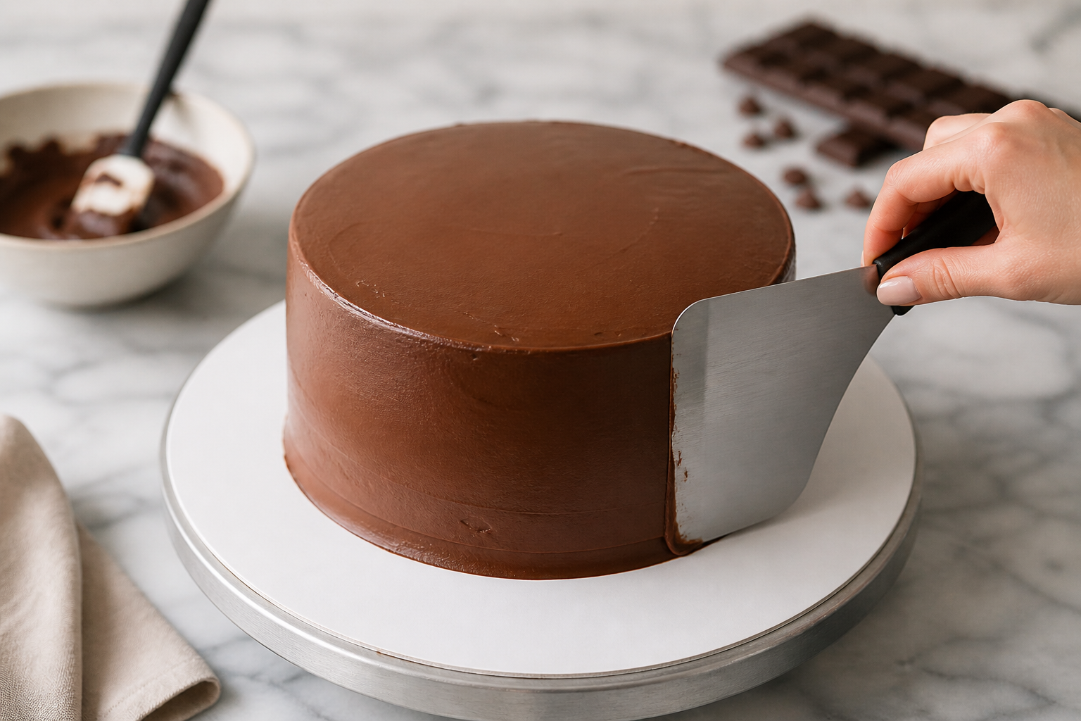 Technique de lissage de ganache pour obtenir des angles droits en cake design
