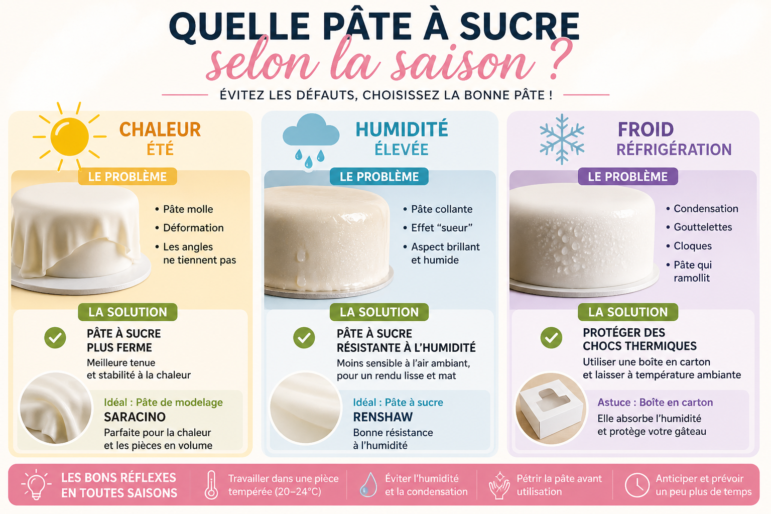 quelle pâte à sucre choisir selon la chaleur humidité frigo